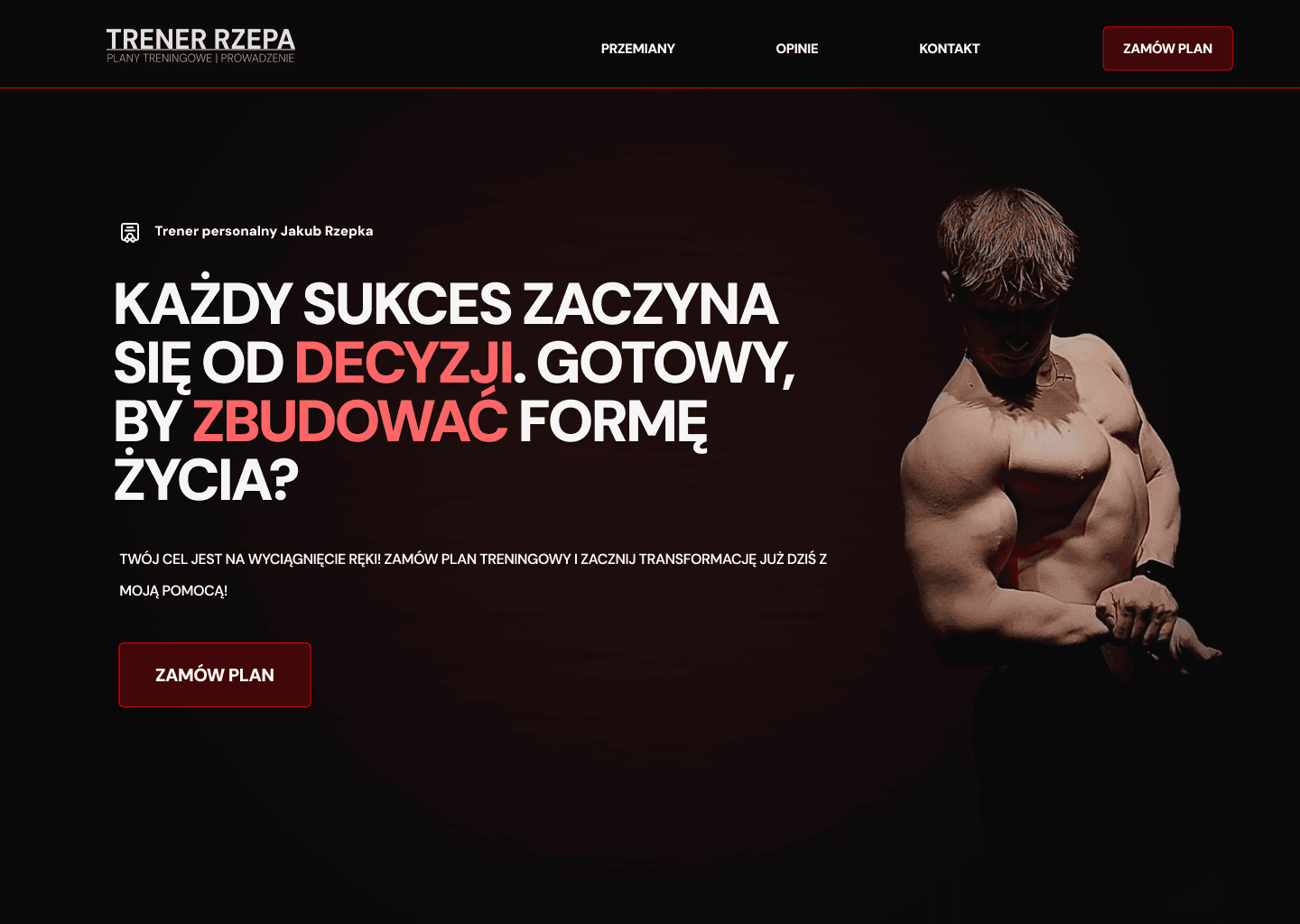 Pierwsza wersja strony Trener Rzepa